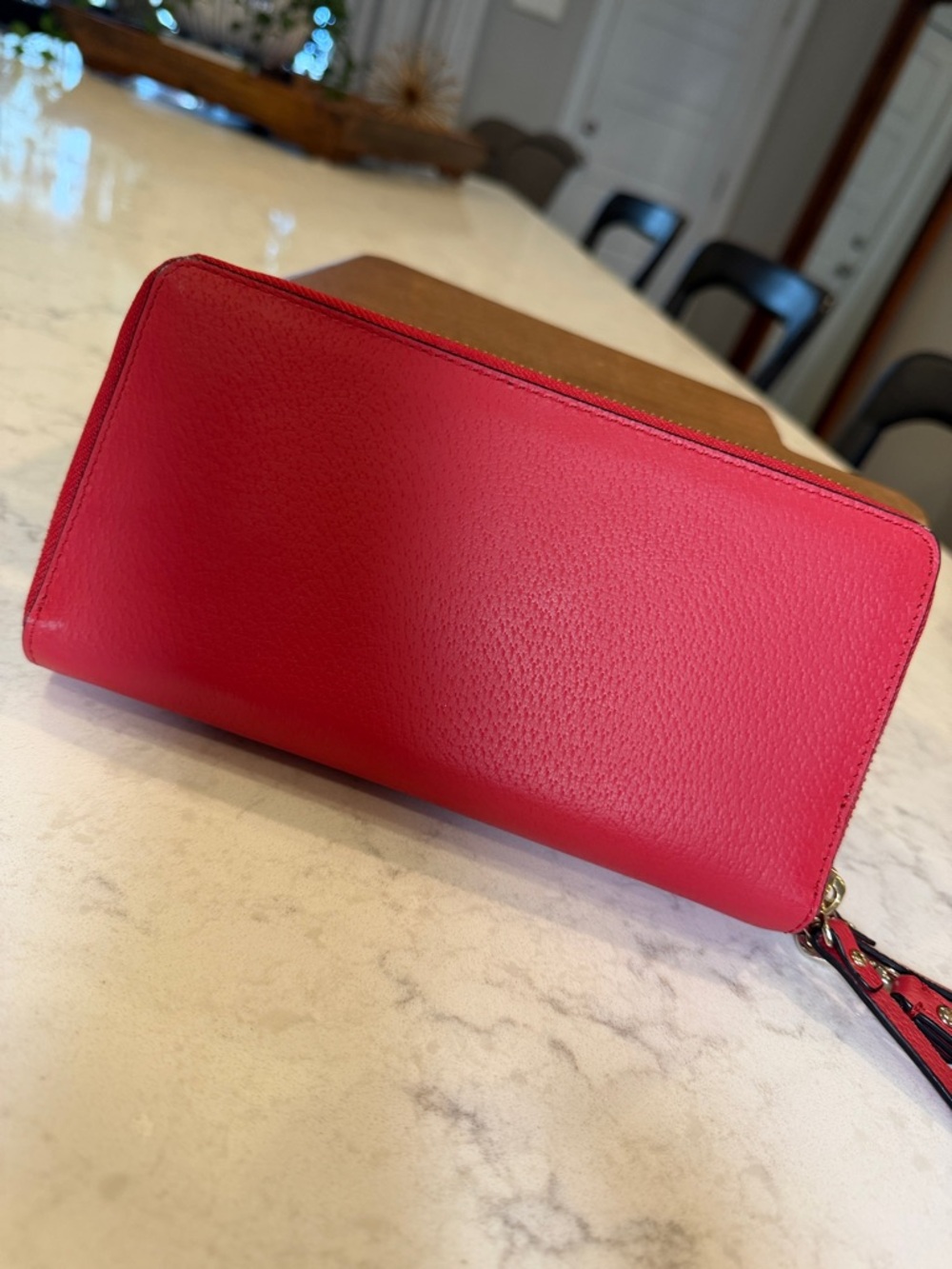 kate spade Red Pebbled Leather Zip-Around Wristlet - Picture 8 of 10